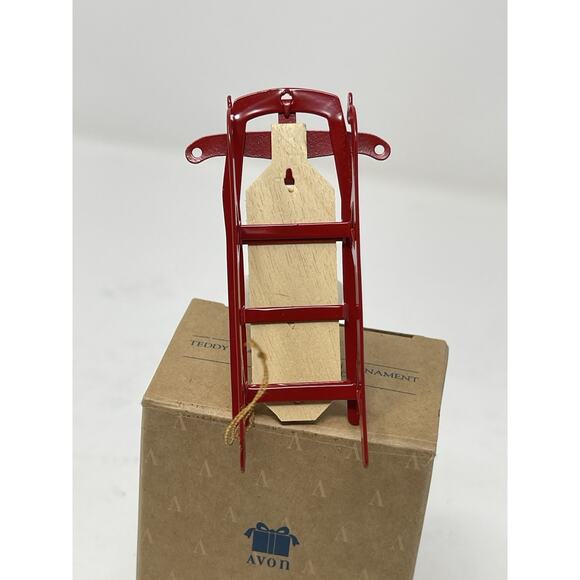 Avon Gift Collection New in Box Teddy Bear on Sled Christmase Ordainmen - Picture 7 of 7